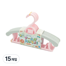 글로벌티엔티 유아용 사이즈 조절 옷걸이, 핑크, 15개입