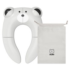 DURI 攜帶式兒童馬桶坐墊 附收納袋 摺疊式設計 1組, 小熊造型 灰色