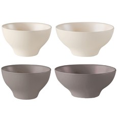 KIMSUNGHUN CERAMICS 陶瓷韓式雙人餐碗組, 淺米色+深灰色, 飯碗 2入+大碗 2入