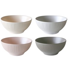 KIMSUNGHUN CERAMICS 柔和色系麵碗 4入組, 淺米色、淺灰色、獨立粉色、深灰色, 1套
