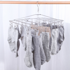 E.City 新款不鏽鋼防風扣長形曬衣架 銀色 重量450g, 1個