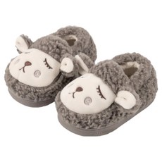 可愛綿羊防滑保暖親子室內拖鞋，精緻車縫，柔軟材質, 灰綿羊, 25cm