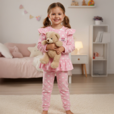 PremierFam 兒童款 奇妙萌可! 貂絨彈性睡衣上下套裝
