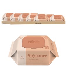 comet Baby Wipes Signature 寶寶濕紙巾 掀蓋式 加厚型, 55g, 100張, 10包