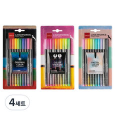 라인플러스 라인웍스 화인라이너 블리스터 0.3mm 10색 오리지날 + 파스텔 + 네온 세트, 혼합색상, 4세트