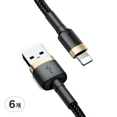 베이스어스 카풀 USB-8핀 아이폰 라이트닝 고속충전 케이블, 1m, 골드블랙, 6개