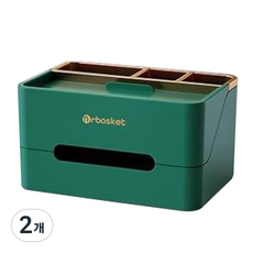 위드웍스 멀티 수납 데스크 오거나이저 티슈케이스, 그린, 2개