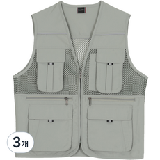 多口袋大網眼灰色背心 UN-B01, 灰色, 3件