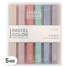 morning glory 柔和螢光筆 6色組, 混合顏色, 5個