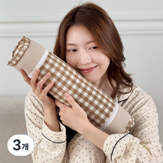 達舒 一日溫馨純棉格紋圓形蕎麥枕, 3個, 米色