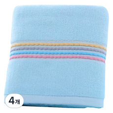 Woni家 彩色四線浴巾 380g 棉紗, 藍色, 4個