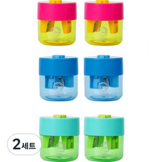 deLi 得力 霓虹雙孔削鉛筆機 3款 x 2入組 EH558, 粉紅色, 藍色, 綠色, 2套