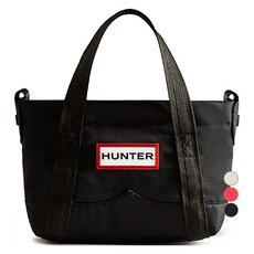 HUNTER BOOTS 女用尼龍頂部夾扣迷你托特包, 黑色