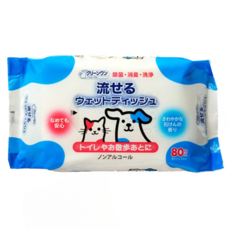 Clean One 日本製 可沖馬桶濕紙巾, 80片, 2包