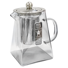 AWANA 艾薇兒 玻璃方型泡茶壺 13 x 8.5 x 11.5cm 250g, 透黑色, 550ml, 1個