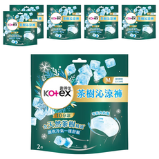 Kotex 靠得住 茶樹沁涼褲 褲型衛生棉, M(22~34吋), 2片, 6包