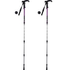 Organico 硬鋁4節折疊式T字型超輕量登山杖 2入, 紫色