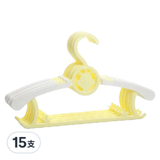 LILIKOKO 哩哩摳摳 嬰兒可伸縮衣架5入, 環保PP材質, 肩寬可調節, 適用年紀0~10歲, 黃色, 15支