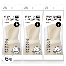 롯데이라이프 안찢어지는 착한 니트릴 고무장갑, 6개, 대(L), 화이트