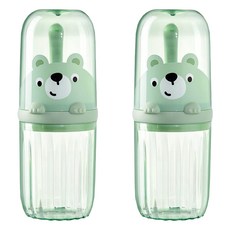 兒童造型旅行漱口杯牙刷杯 便攜收納洗漱二合一, 顏色隨機, 2個