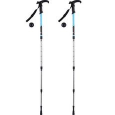Organico 硬鋁4節折疊式T字型超輕量登山杖 2入, 藍色