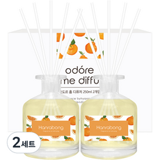 오도르 홈 디퓨저 250ml 2p + 섬유스틱 10p, 한라봉, 500ml, 2개