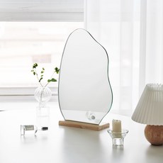 不規則造型桌鏡 M號, 淺木色