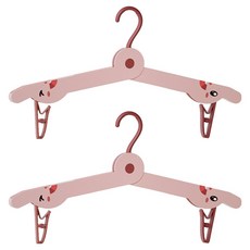 Hanbomnuri角色折疊式衣架旅行用曬衣架, 2個, 粉紅色