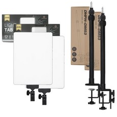 대한 개인 1인 브이로그 방송 촬영 LED 뷰티 인물 제품 사진 조명 라이트 탭 + 3단 데스크 슈퍼 클램프 스탠드 2개 세트, KIT-DMS3-02, 1세트