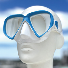 ButterFly Fish 蝴蝶魚 MKC2402 兒童潛水面鏡，強化玻璃，PVC材質, 寬15cm, 鏡高7.5cm, 白藍色