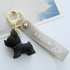 반투명 크리스탈 불독 스트랩 열쇠고리