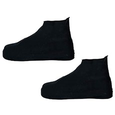 高彈力乳膠輕便雨鞋套 - 防水耐磨, 雙層鞋底, 一體成型, L, 黑色, 1雙