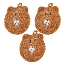 MasterClean 韓風手編洗碗巾, 可愛小熊造型, 小熊深棕色, 3個, 3包