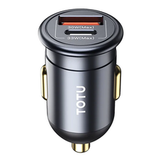 TOTU 拓途 雙孔 Type-C + USB快充車用充電器點菸器充電頭 征程 30W(Max), DCCPD-06, 黑色