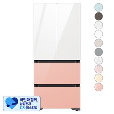 [삼성 감사 페스티벌] [색상선택형] 삼성전자 비스포크 김치플러스 키친핏 4도어 냉장고 420L 방문설치, 글램화이트 + 글램피치, RQ42C94J3AP