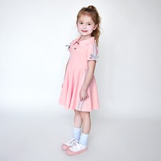MARI N MORI 女童涼感透氣青春風蝴蝶結線條翻領洋裝