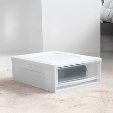 아이리스 시스템 수납박스 슬라이딩 서랍장 BC-500S, 클리어/화이트, 4개