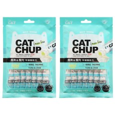 CAT CHUP 貓咪 肉泥 牛磺酸配方 14g x 7條, 鮪魚+蟹肉, 98g, 2袋