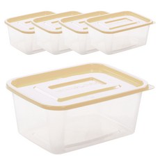 COOK&LOCK 方形保鮮盒 象牙白色, 5個, 保鮮盒1.5L