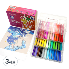 Brutfuner 동네형 컬러 보드마카 아크릴 마카 36종 세트, 3세트, 36색
