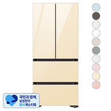 [삼성 감사 페스티벌] [색상선택형] 삼성전자 비스포크 김치플러스 키친핏 4도어 냉장고 420L 방문설치, 글램바닐라 + 글램바닐라, RQ42C94J3AP
