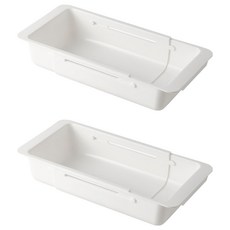 廚房衣櫃抽屜分隔伸縮收納籃 文具收納 內衣褲收納 分隔板 工具收納 分類收納 2個, 白色, 1組