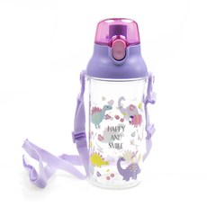 Skater 彈蓋式透明水壺, 紫色恐龍, 480ml, 1個