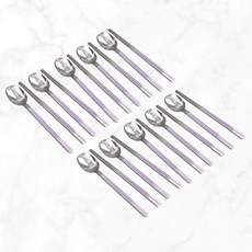 Willive 韓國產 304不鏽鋼 Degoa 陶瓷餐具組, 湯匙10支 + 筷子10雙, 紫羅蘭色, 1個