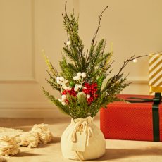 冬季人造漿果盆栽, 紅色雪花, 57cm, 1個