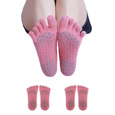 에델린 여성 요가 발등 밴딩 필라테스 발가락 양말, 딥핑크, 2개