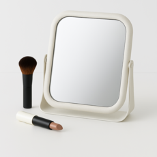 코멧 360° 회전형 사각 양면 탁상거울, 베이지