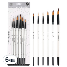 동아피엠에스 나일론 아트 브러쉬 둥근 붓 6종 세트, 2호, 4호, 6호, 8호, 10호, 12호, 6세트