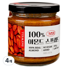 데이웰 100% 아몬드 스프레드 크런치 무가당, 230g, 4개