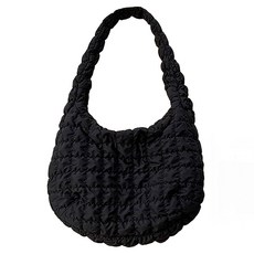 PEONIST Daily25 大尺寸絎縫斜背包, 黑色的